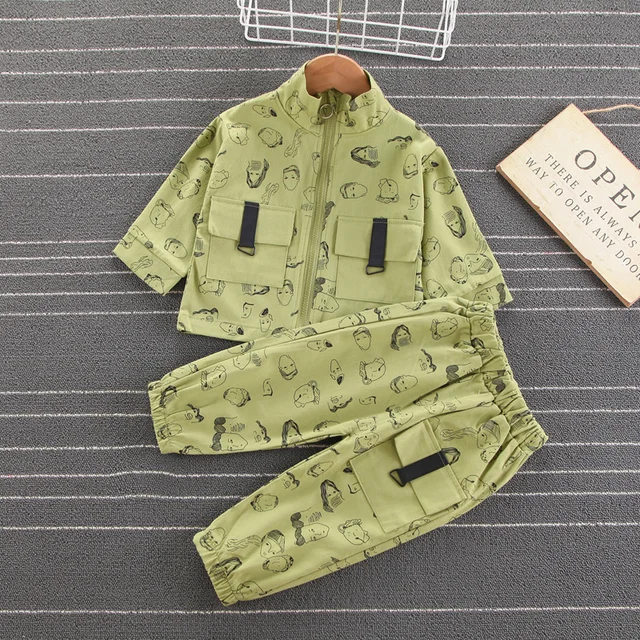 Spring Autumn Baby Boys Girls Casual Clothes Infant Kids Jacket T Shirt Pants Toddler Fashion Costume Children Letter Tracksuits Green3