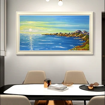 

Hand-painted Oil Paintings At Sea Sunrise Horizontal Version Of The Living Room Decorative Painting Murals Modern European Lands