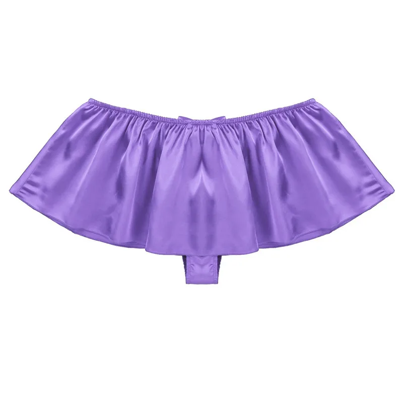 Mens Sissy Lingerie Soft Shiny Satin Sissy Skirted G-string Thong Underwear Male Homme Sexy Panties Sexy Gay Panties Underpants