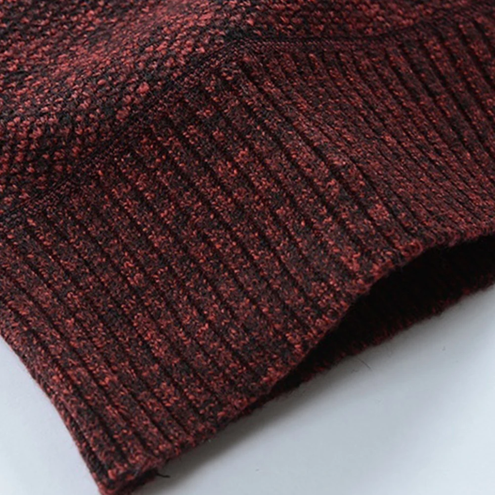 Men Solid Color Stand Collar Cardigan Sweater Thick Zip Slim Knit Jacket Coat