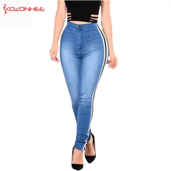 

Plus Size Elastic Jeans For Women With High Waist Stretching Black Jeans Skinny Pencil Trousers For Women big size