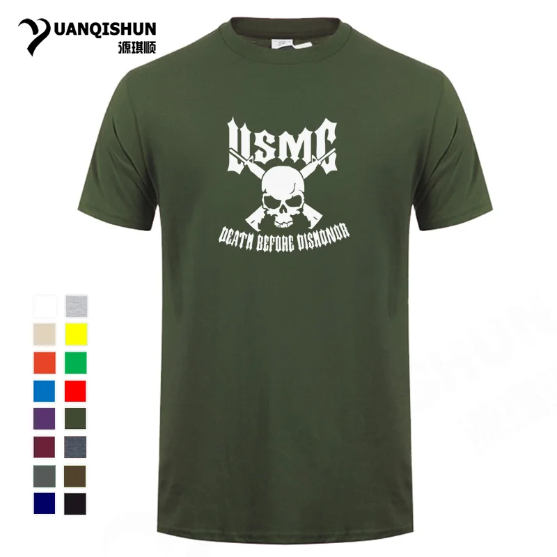 Usmc Marines Skull футболка с пистолетами художественный дизайн Мужская Футболка Высокое качество 16 цветов Чистый хлопок короткий рукав тройники уличная хип-хоп
