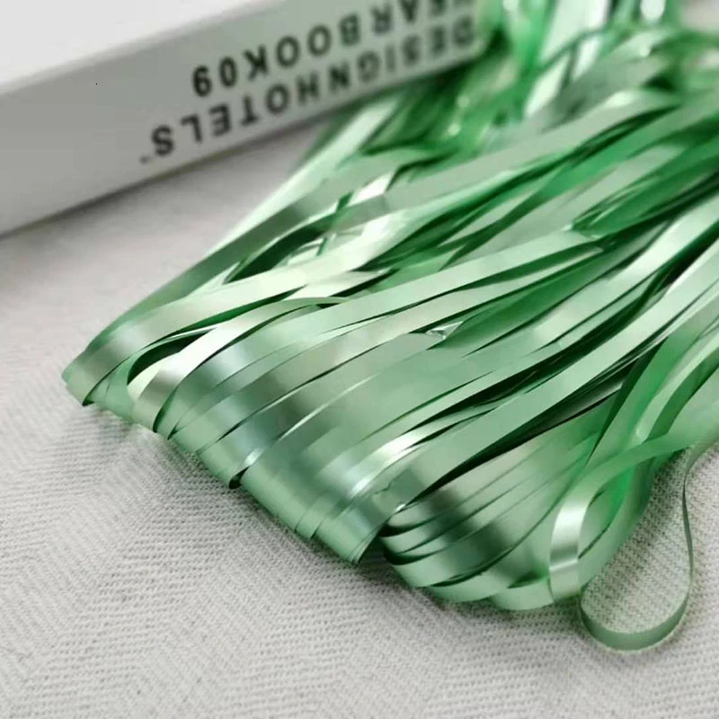 js-green curtain 1 шт. 1 м x 2 м фольга бахрома занавес Золотой Серебряный красочный металлический Macaron Блестящий Полосатый занавес Свадебные украшения день рождения Декор - Color: js-green curtain
