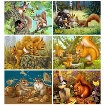 

HUACAN 5d Diamond Painting Full Drill Squirrel Diamond Art Mosaic Animal Embroidery Nature Home Decoration
