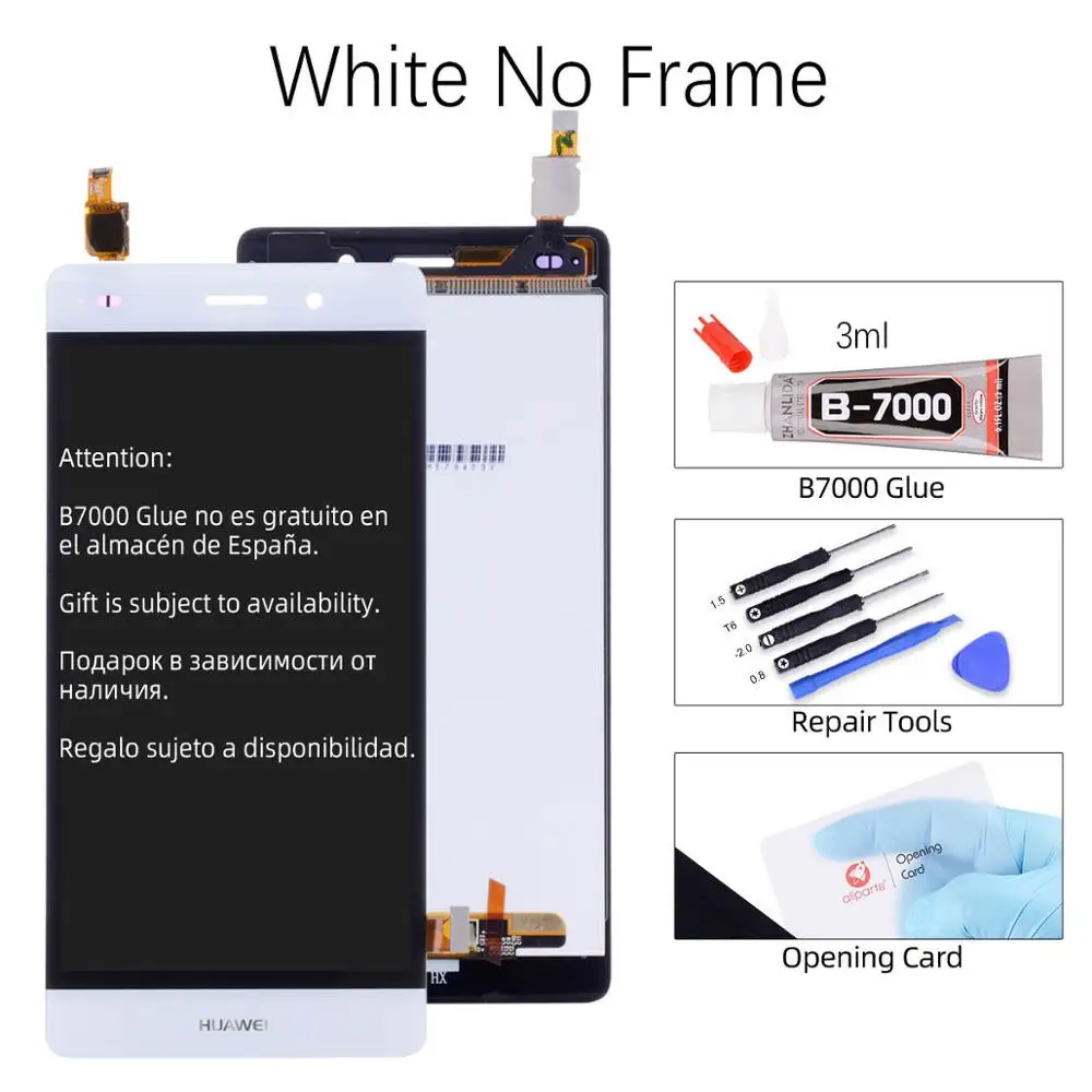 Дисплей для HUAWEI P8 Lite LCD в сборе с тачскрином на рамке 5.0‘’ черный белый золото - Цвет: White No Frame