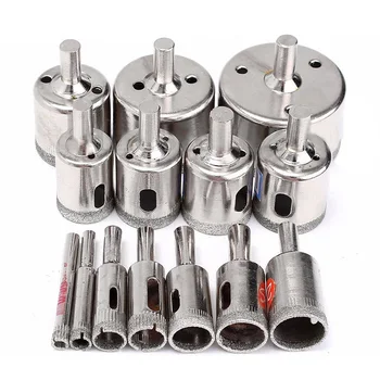 

15pcs Diamond Coated Drill Bit Set Glass Ceramic Tile Marble Hole Saw Drilling Opener Set Power Tool Accessories 6-50MM