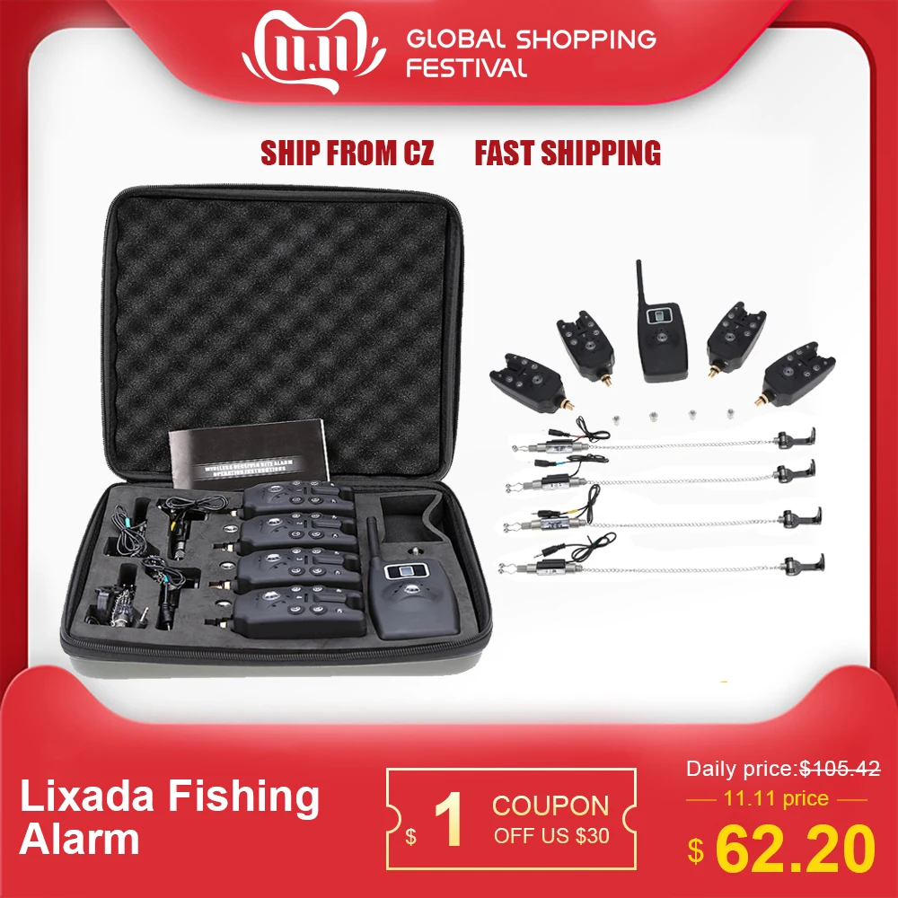 Lixada Беспроводная рыболовная сигнализация о поклевке рыболовный звонок 4 1
