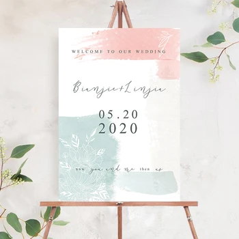 

1pc canvas personalized rural wedding anniversary engagement welcome sign sticker green posters party decoration supplies