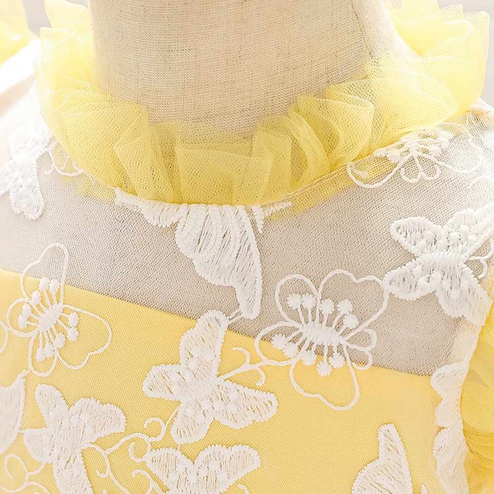 Baby Formal Dress New Style Hot Sales a Year of Age CHILDREN'S Dress Tube Top Gauze Butterfly GIRL'S Gown