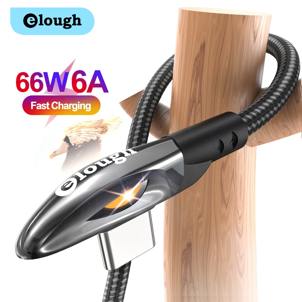 Кабель зарядный Elough USB Type-C 90 градусов 6 А 66 Вт | Мобильные телефоны и аксессуары