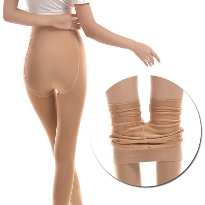 

Legs Fake Translucent Warm Fleece Women Soft Leggings Fleece Lined Thick Leggings QL Sale