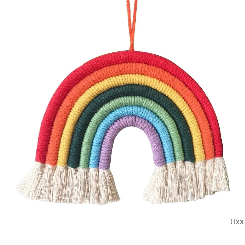 Скандинавский ручной Бохо Радуга шнур с кисточками Детская комната украшения кулон - Color: 1