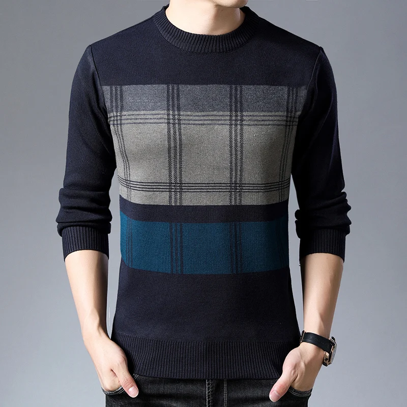 Новинка, модный брендовый мужской свитер, s пуловеры, теплый облегающий джемпер, вязанный шерстяной осенний корейский стиль, повседневная мужская одежда
