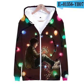

Harajuku Stranger things Zipper Kpop Kid's Kpop Casual Children print Hoodies Sweatshirt Stranger things cosplay Zipper Hoody