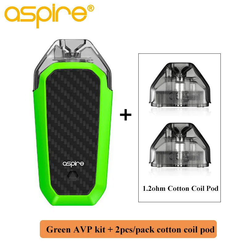 green add cotton pod Набор электронных сигарет Aspire AVP Vape Kit 2 мл емкость Pod 1,2/1,3/700 Ом катушка встроенный аккумулятор мАч MTL стартовый комплект Vaper - Цвет: green add cotton pod