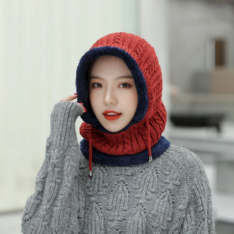 Зимняя женская шапочка-тюрбан, зимняя шапка, женская шапка Skullies Beanies, теплые шапки, Прямая поставка - Цвет: dark red
