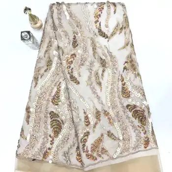 

2020 Latest French Nigerian Laces Fabrics High Quality Sequins Tulle African Laces Fabric Wedding French Tulle Lace T30971