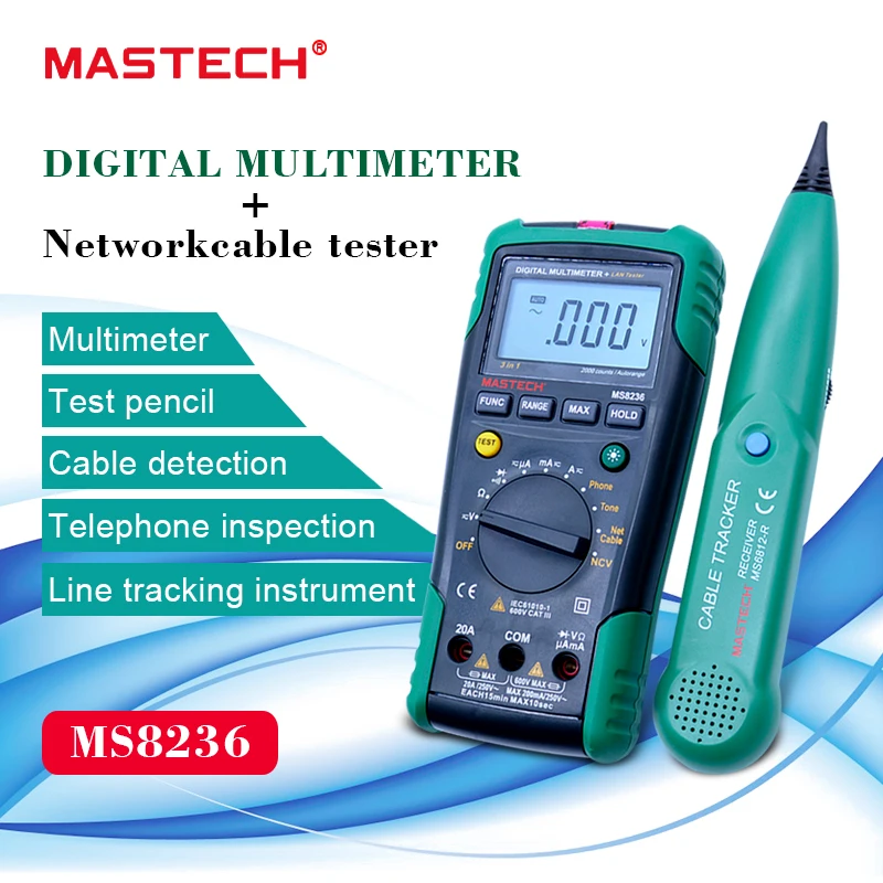 Цифровой Мультиметр MASTECH ms8237 тестер кабелей Netwoek сетчатый кабель трекер тона