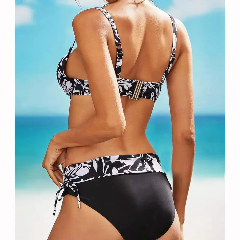 Split Swimsuit Women's Sexy Printed Bikini Two Piece Camisole Bow Steel Bracket Casual Loose Size Swimwear Womens Bikini Split Swimsuit Women's Sexy Printed Bikini Two Piece Camisole Bow Steel Bracket Casual Loose Size Swimwear Womens Bikini