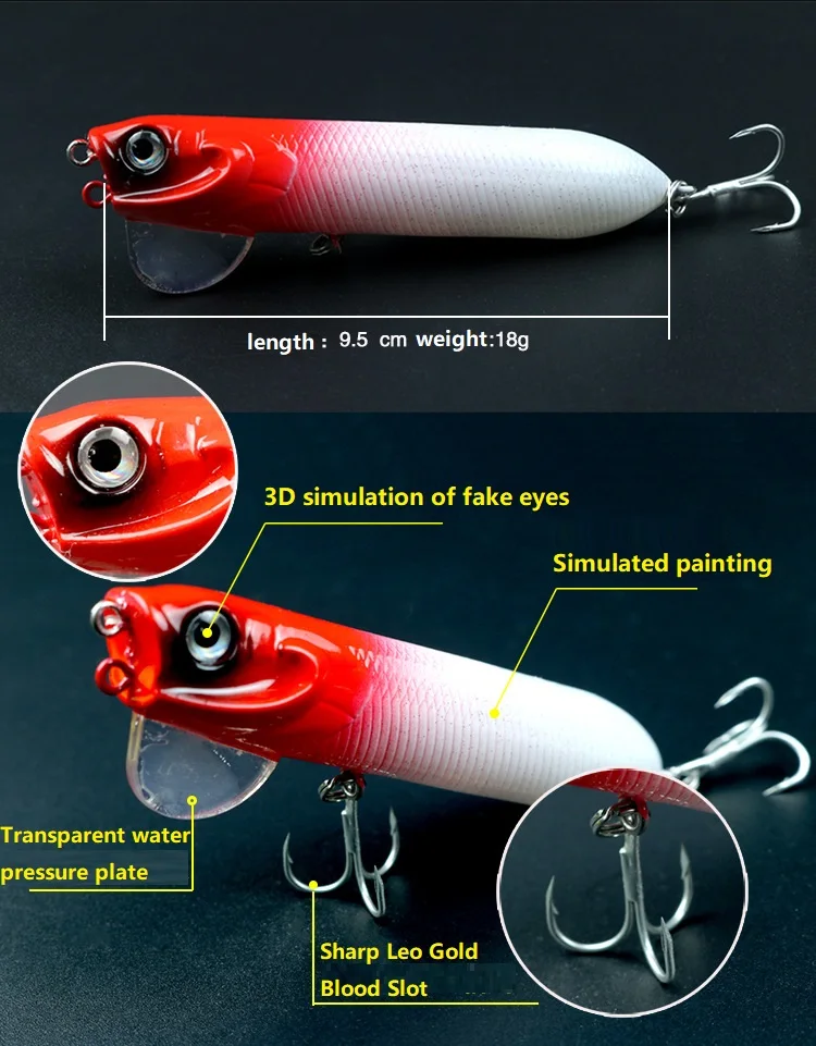 1 шт. водная поверхность волшебник твердый карандаш Воблер Поппер приманки 9,5 см/18 г искусственные 3D глаза приманка змея ходунки приманка рыболовные снасти