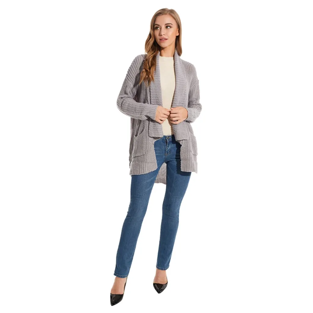 JAYCOSIN, осенне-зимний женский свитер большого размера, толстый вязаный Свободный кардиган, Feminino Inverno, Топ с длинным рукавом, мягкая открытая стежка