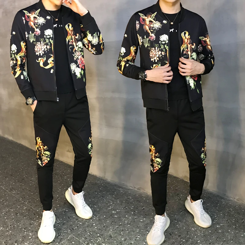 

Male Tracksuit Asian Size Moda Hombre 2020 New Men's Set Autumn Man 2 Piece Sets Sport Suit Jacket + Pants 5xl