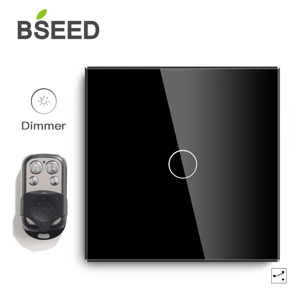 Bseed ЕС сенсорный диммер 1 банда 1Way 2Way с регулятор освещенности с дистанционным управлением с черно-белым кристаллом класса Gloden панель беспроводной диммер