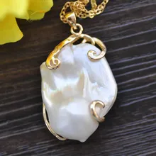 Z10090 ручной работы 38 мм большой барочный белый Кеши реборн жемчужный кулон