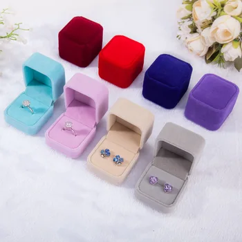 

3pcs Squre Wedding Velvet Earrings Ring Box Jewelry Display Case Holder Gift boxes organizer Packaging Case 12 Colors Wholesale