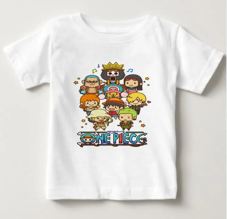 White childreT-shirt Цельнокроеная футболка с Луффи детская футболка из хлопка с короткими рукавами и круглым вырезом Детская футболка футболка для маленьких мальчиков и девочек - Цвет: White childreT-shirt