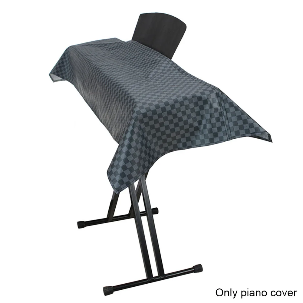 Gray 88 Key Waterproof Practical PU Leather Book Stand Opening Zippered Non Slip Check Pattern Home Double Layer Piano Cover - Color: Gray