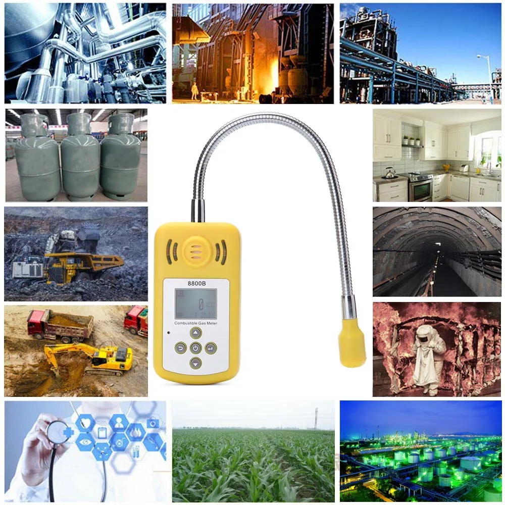 

High Accuracy Combustible Gas Detector Portable Gas Leak Location Determine Tester with LCD Display and Sound-light Alarm