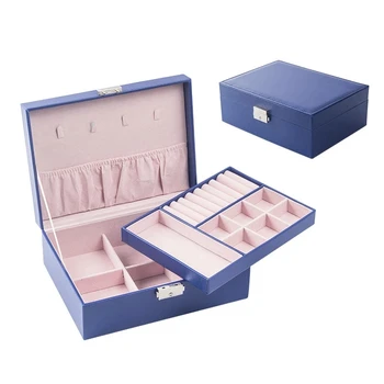

Leather Jewelry Storage Box Double Large Capacity Jewelry Box Girls Fashion Jewelry Collection Box Ring Casket