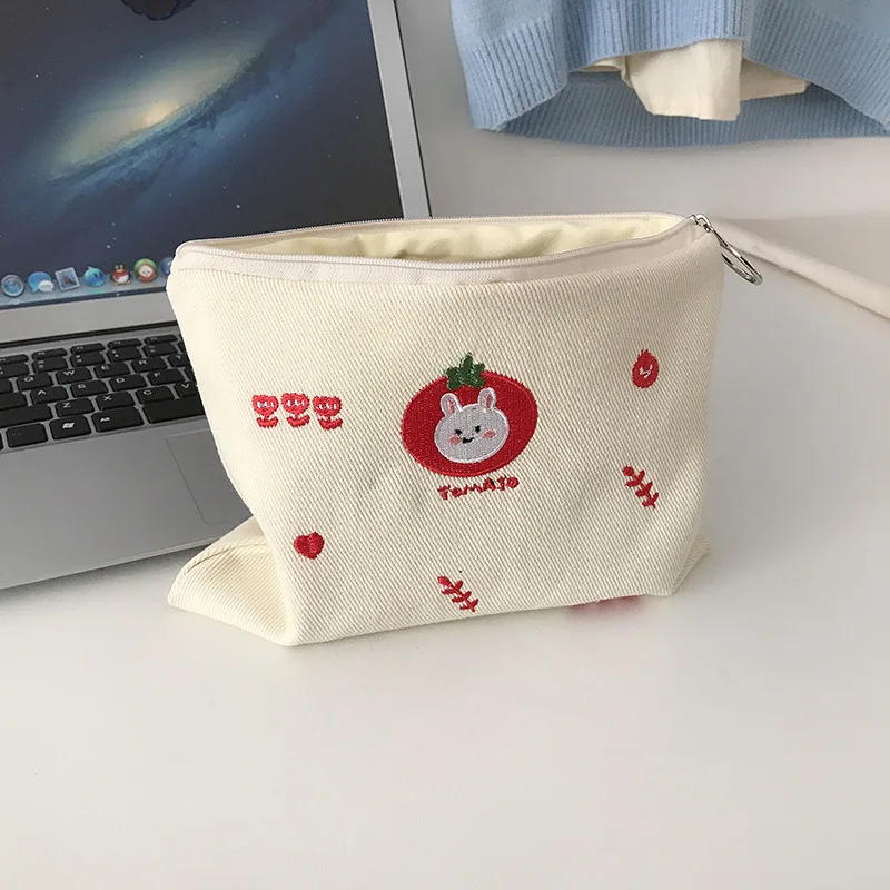 Women Canvas Cosmetic Bag Cute Embroidery Makeup Bags Girls Lovely Cloth Wallet Cotton Zipper Purse Storage Organizer Pencil Bag 5