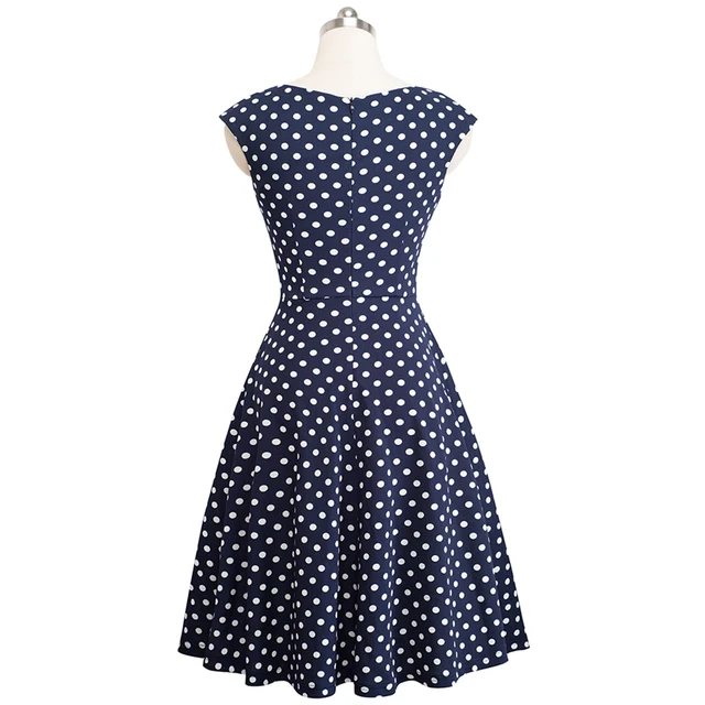 Nice-forever Vintage Solid Color Elegant Dresses with Cap Sleeve A-Line Pinup Women Flare Swing Dress A067 5