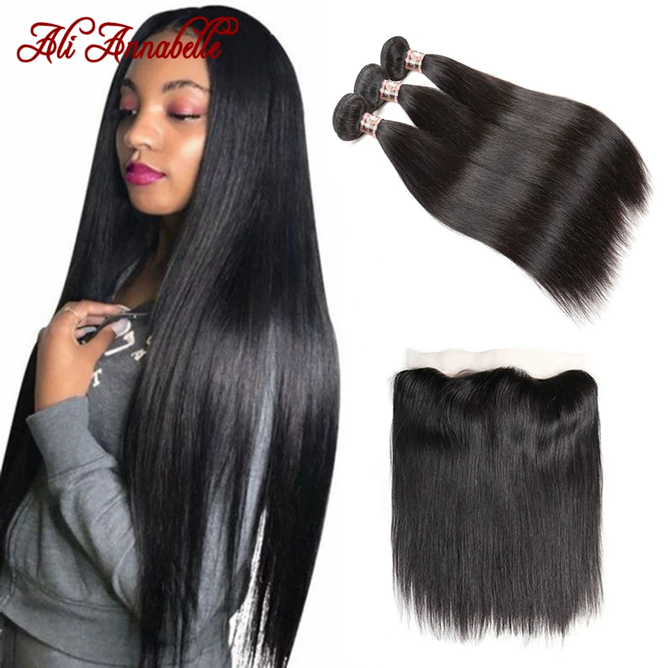 4 human hair bundles with frontal closure