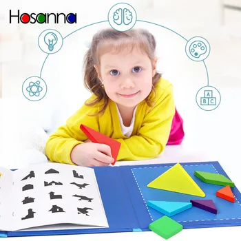 

Tangram Book Puzzle Portable Preschool Baby Kids Toys Intelligence Jigsaw Puzzle Wooden Educational Toys for Children
