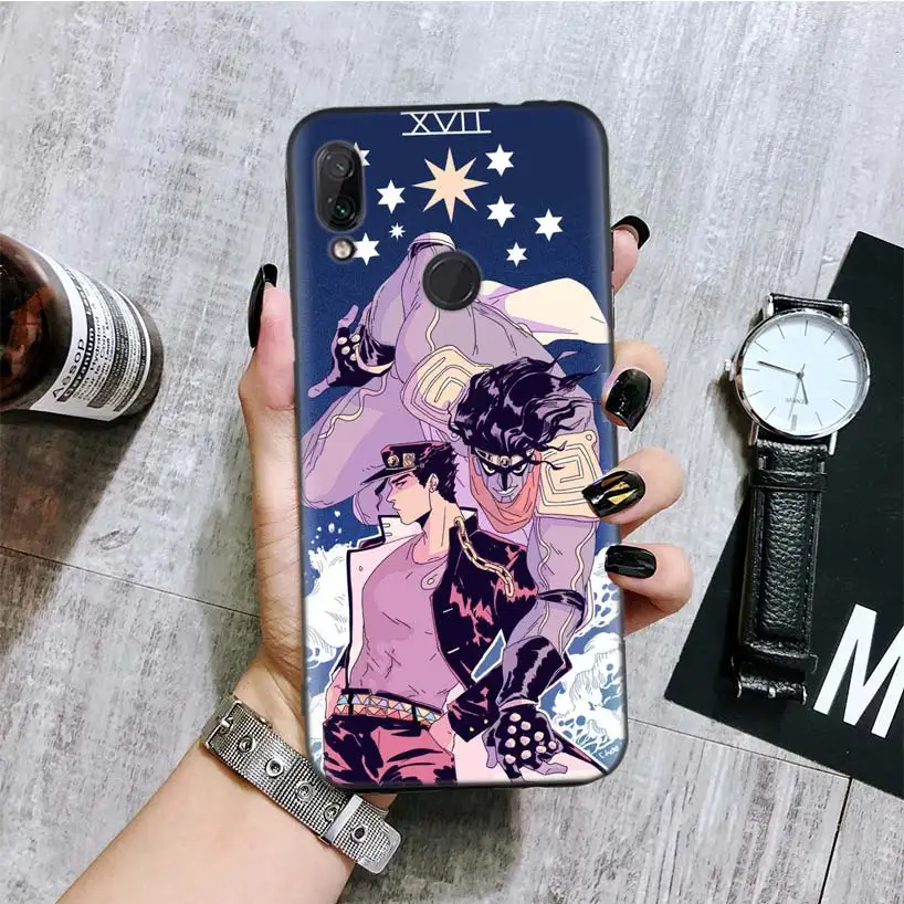 JoJo невероятное приключение черная крышка чехол для телефона для Xiaomi Redmi Note фотоаппаратов моментальной печати 8 7 7S 7A 6 S2 GO K20 Pro 6A mi 6X 5X A1 CC 9 8 Coque
