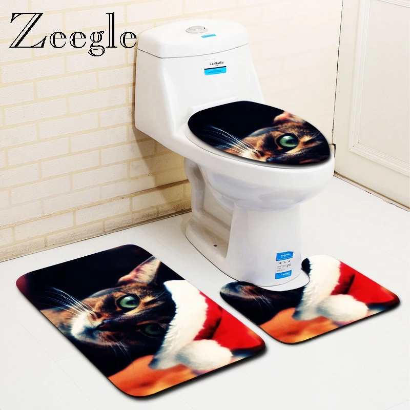 Zeegle 3 шт., набор ковров для ванной комнаты, набор ковриков для ванной, нескользящий коврик, крышка для унитаза, мягкий фланелевый коврик для туалета