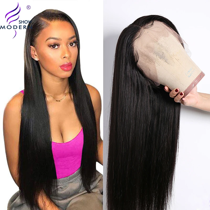 Современное шоу 13x4 Прямой кружевной передний парик для женщин Реми бразильские