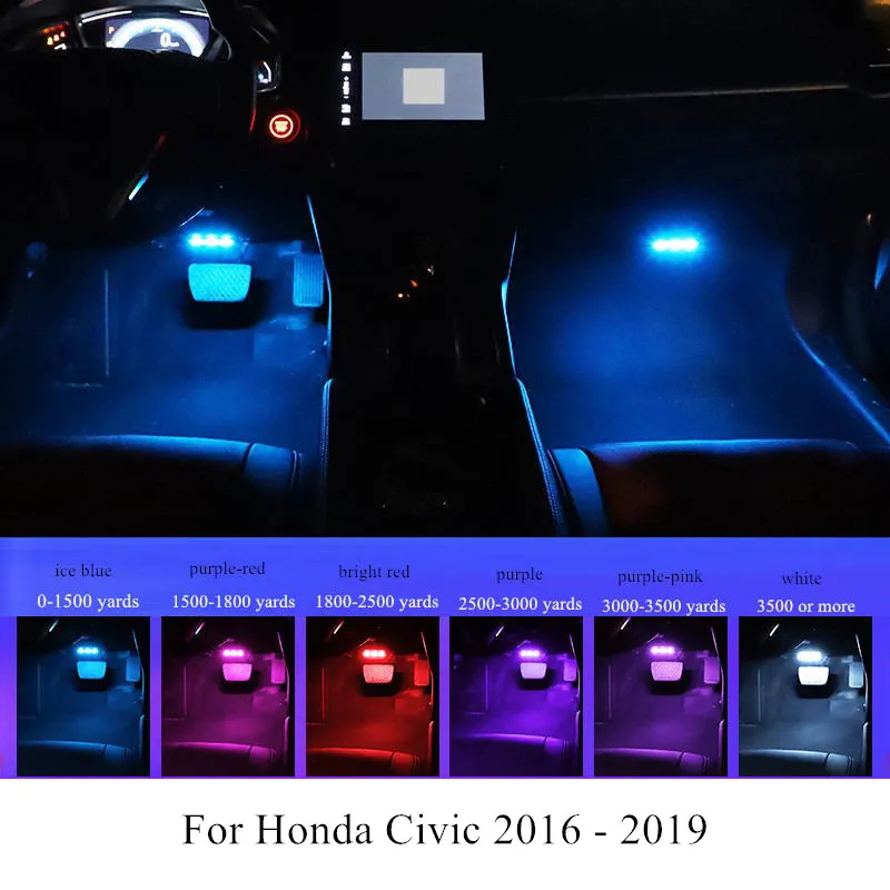 Новые роскошные запчасти автомобиля авто светодиодные лампы RGB Цвета 12V светодиодный декоративный пол светильник для Honda Civic аксессуары для интерьера