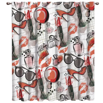 

Hand-Painted Modern Girl Window Treatments Curtains Valance Window Curtains Dark Living Room Kitchen Decor Kids Home Decor