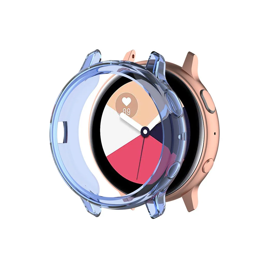 Blue Защитный чехол умных часов чехол оболочка для samsung Galaxy Watch Active 2 40 мм защитный ТПУ Рамка чехол оболочка#5 - Цвет: Blue