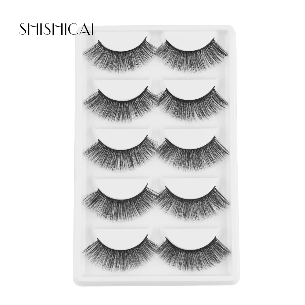 A001 MAGEFY 5 Pairs/Pack High Quality Faux 3D Mink Lashes Hair Soft Synthetic Hair False Eyelashes Professional Make up Eye Lashes - Цвет: A001