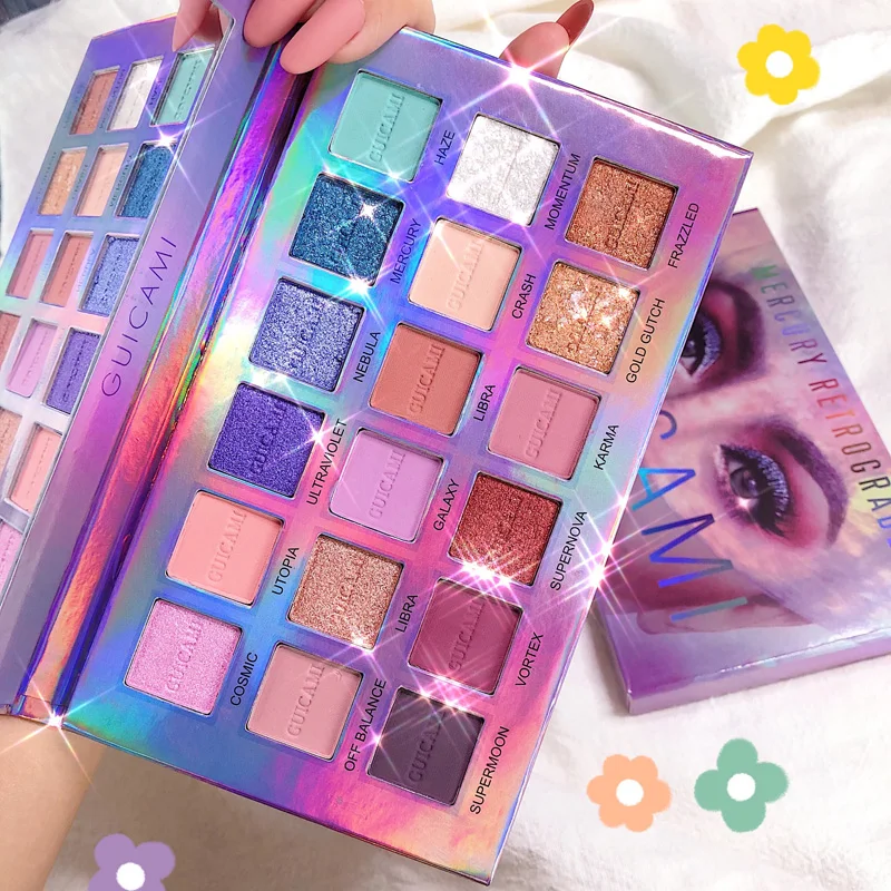 GUICAMI Меркурий ретроградные тени для век палитра 18 видов цветов мерцающие матовые Металлические тени для век порошок макияж Galaxy Eyes косметический набор|Тени для век|   | АлиЭкспресс
