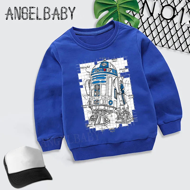 Дети Звездные войны Робот R2-D2 с BB-8 худи для мальчиков и девочек Толстовка Детские осенние Топы, детская одежда из хлопка KYT5193