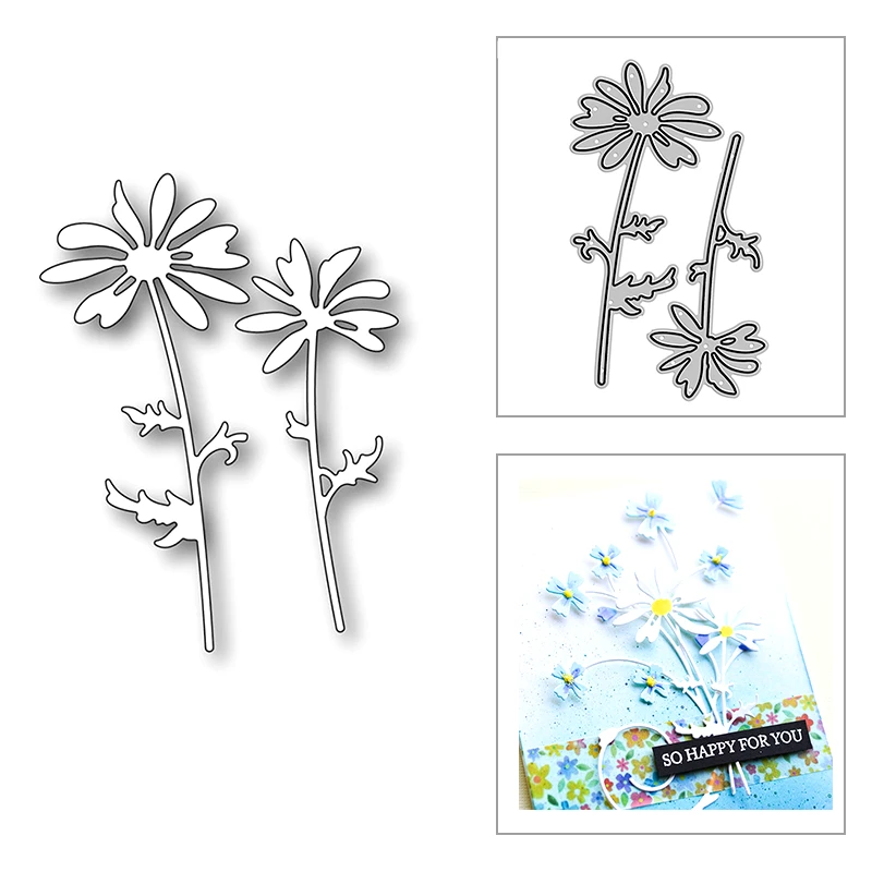 Troqueles de corte de Metal para manualidades, decoración de álbum de recortes, grabado y fabricación de tarjetas artesanales, sin sellos, margaritas, flores, Año 2020
