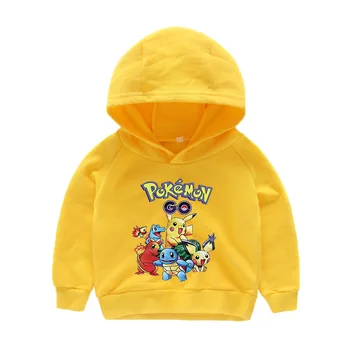 

2019 New Pikachu Boys Girls Hoodies Children's Cartoon Pokemon Go Print Sweatshirts Fashion Kids Long Sleeve Costume 2-10 Years