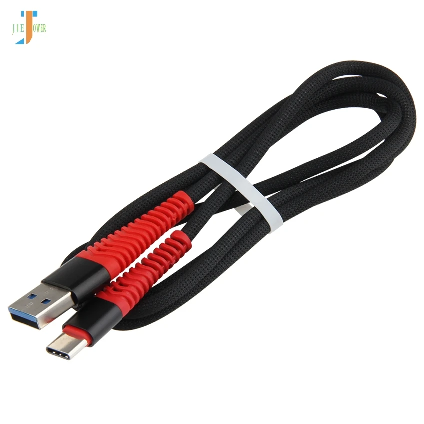 Черный 500 шт./лот нейлоновый Плетеный usb-кабель TypeC кабель для быстрой зарядки для samsung Galaxy для htc 10 MacBook Xiaomi Mi8 2S Зарядный шнур - Цвет: Черный