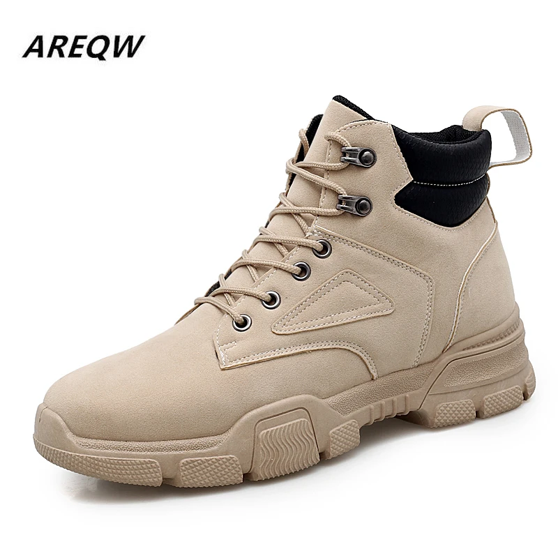 

Winter Men's Boots 2019 Fashion Men's Retro Non-slip High Help Martin Boots Men's Trend Solid Color Men's Shoes